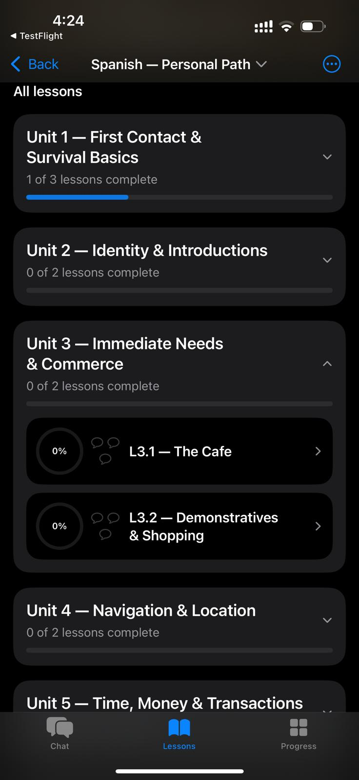 Lesson screen from Mersivia