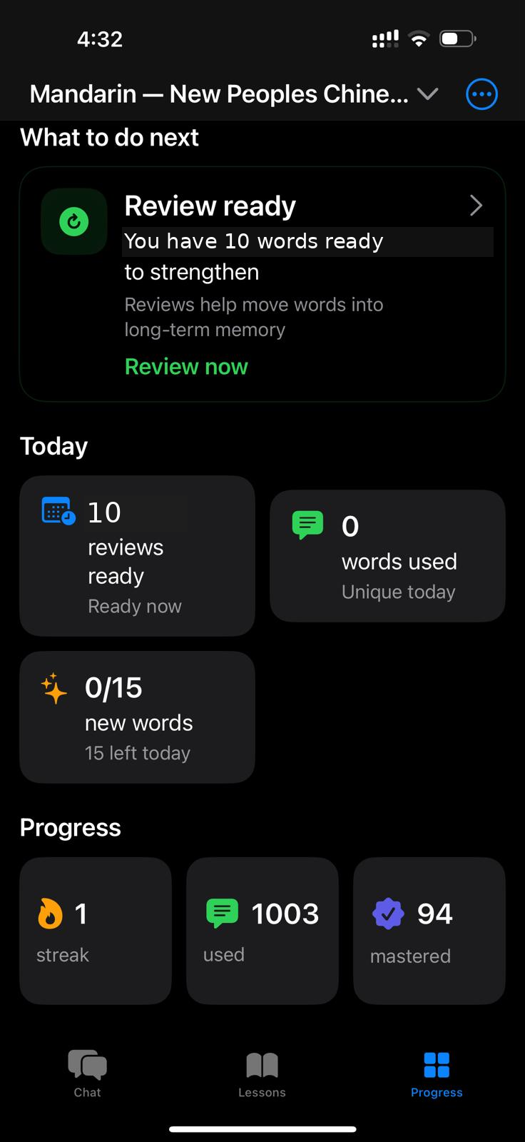 Progress screen from Mersivia